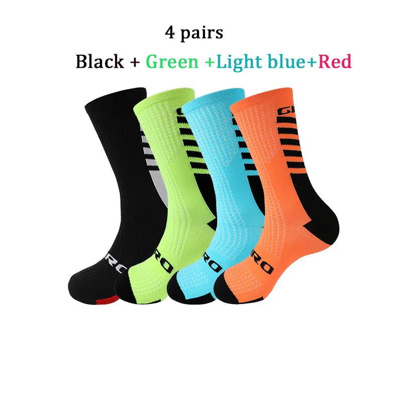 Cycling Socks Men 4 Pairs/set Biking Socks Women Sport Sweat Absorbing Breathable Football Soccer Compression Socks Wholesale