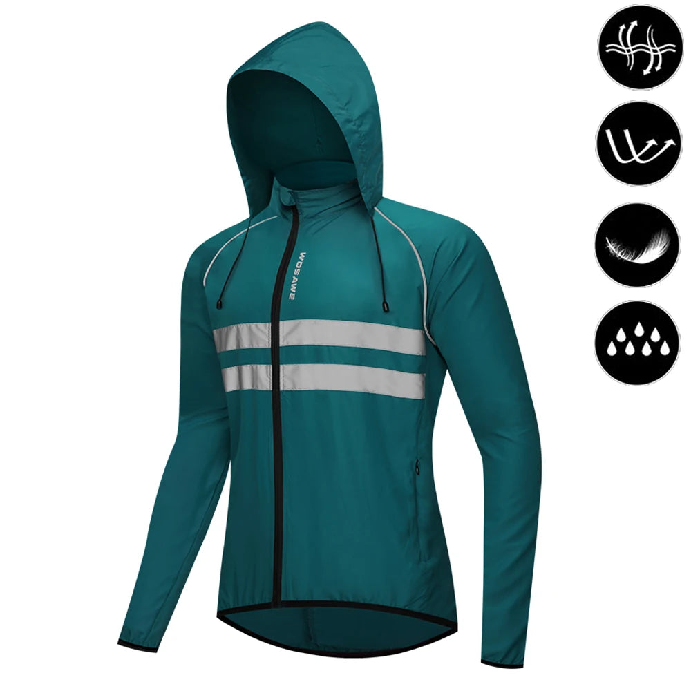 WOSAWE Ultralight Men's Cycling Windbreaker Reflective Jacket Windproof Water Resistant MTB Road Bicycle Long Jersey Wind Coat