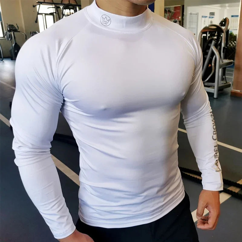 Gym Long Sleeve Shirt Men Fitness Training T-shirt Running Sport Bodybuilding Skinny Tee Tops Muscle Workout Clothing