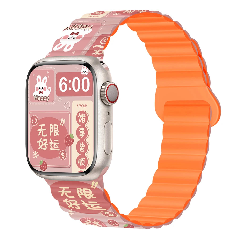 Silicone Loop Magnetic strap For Apple watch band 44mm 40mm 45mm 49mm 41mm 42 46mm Bracelet iWatch series 8 SE 6 7 Ultra 2 9 10