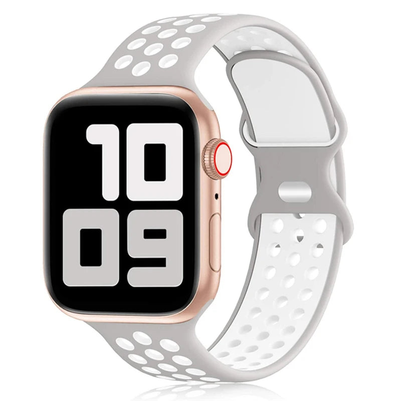 Silicone Strap for Apple Watch Band 44mm 40mm Ultra2 49mm 41-38-45mm Air-hole Bracelet iWatch Series 10 9 8/7 6 SE 5 4 42mm 46mm