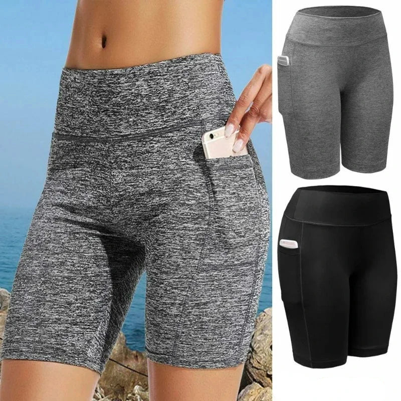 Yoga Shorts for Women Summer Fitness Shorts Biker Workout Running Sports Shorts Quick Drying Sportwear with Pocket Breathable