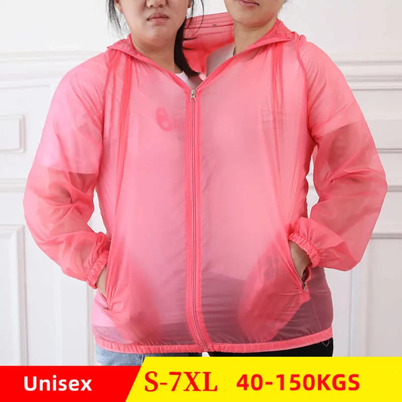 Summer UV Sun-Protection Large Sizes S-7XL Skin Thin Jackets Ultra Lightweight Couple Jackets Outdoor Riding Camping Jackets