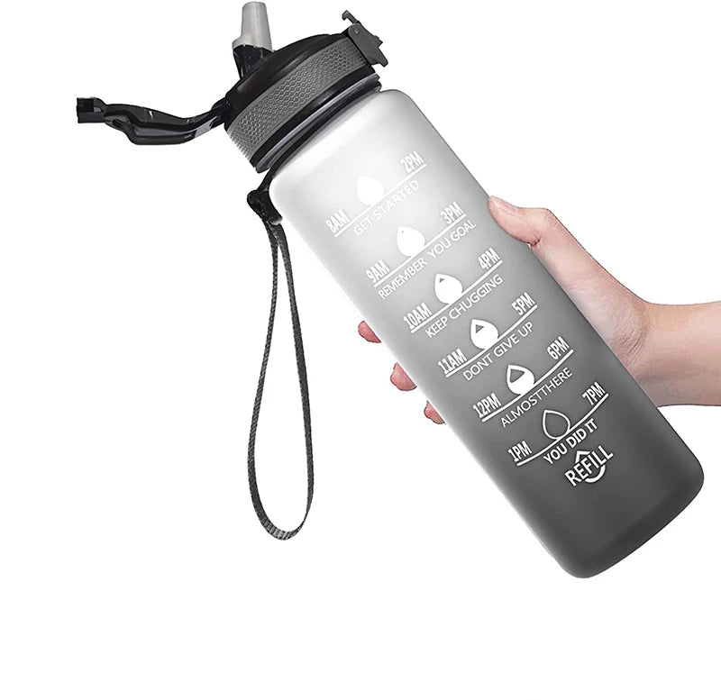 1 Liter Water Bottle Motivational Sport Water Bottle Leakproof Drinking Bottles Outdoor Travel Hiking Cycling Sport Bottles