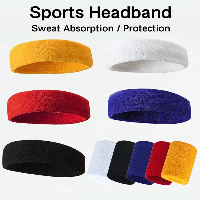 Cotton Athletic Headband Elastic Sweatband Protection Basketball Sport Adults Kids Gym Fitness Volleyball TennisS weat Hair Band