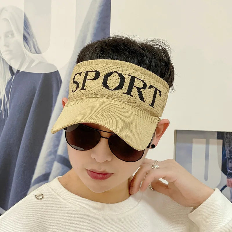 Sun Visor Adjustable Sports Golf Headband Unisex Men Women Hat Summer Sun Protection Tennis Knitting Hollow Cap