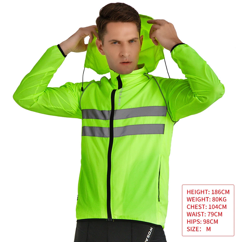 WOSAWE Ultralight Men's Cycling Windbreaker Reflective Jacket Windproof Water Resistant MTB Road Bicycle Long Jersey Wind Coat