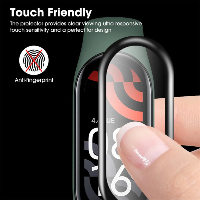 Tempered Glass for Xiaomi MI Band 8 7 6 5 4 Film Smartwatch Accessories Full Screen Protector 9D Full Protective Cover HD Film