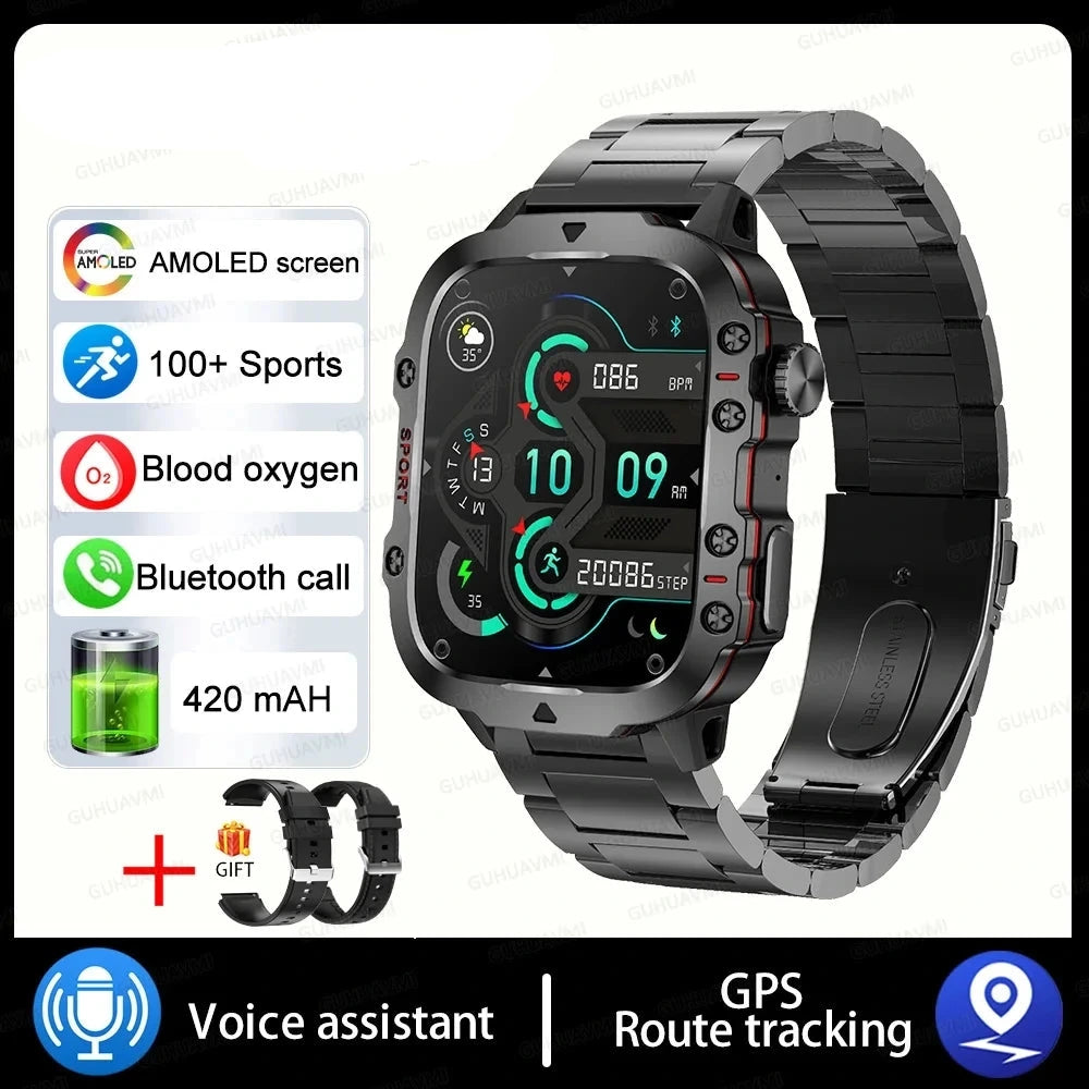 2024 For Xiaomi New Rugged Military GPS Smart Watch Men Bluetooth Call Health Monitoring AI Voice Sports Waterproof Smartwatches