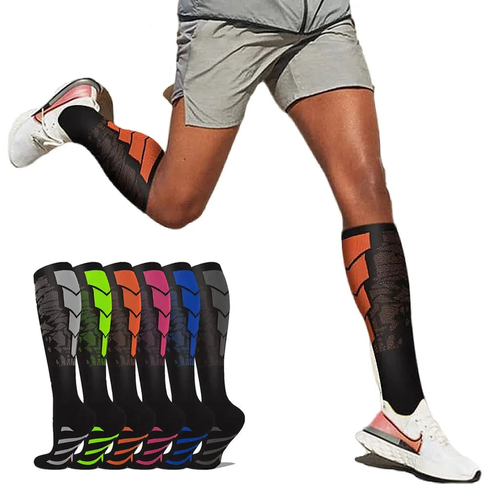 1 Pair Sports Compression Socks for Women and Men - Calf Support Socks for Running Nurses Flight Pregnancy Circulation Athletic