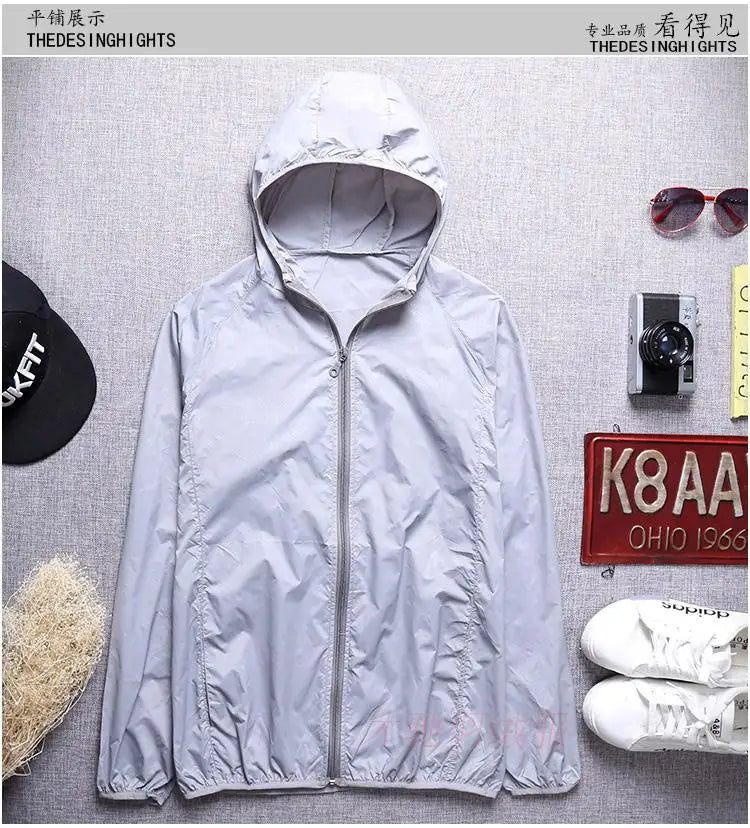 Men`s windbreaker summer Sun protection Unisex Camping Rain jacket Couple outwear sports Cycling Thin hooded coats men clothing