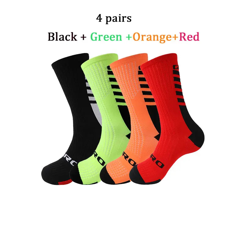 Cycling Socks Men 4 Pairs/set Biking Socks Women Sport Sweat Absorbing Breathable Football Soccer Compression Socks Wholesale