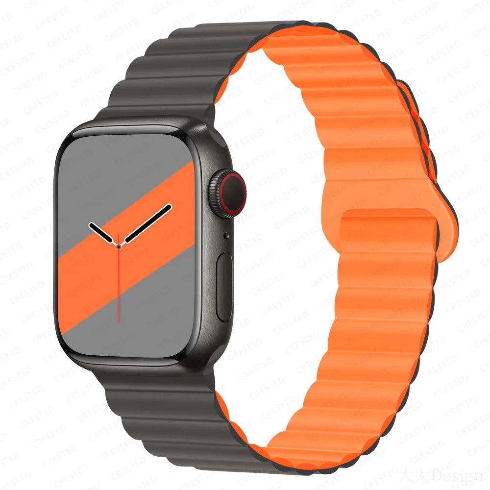 Silicone Loop Magnetic strap For Apple watch band 44mm 40mm 45mm 49mm 41mm 42 46mm Bracelet iWatch series 8 SE 6 7 Ultra 2 9 10