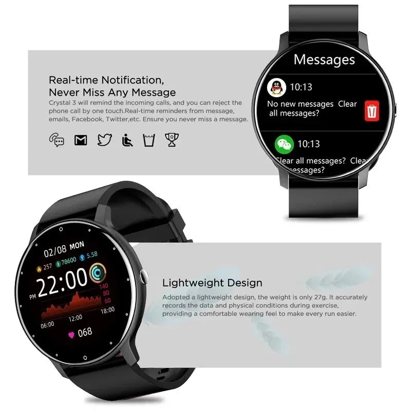 2024 New Men Smart Watch Real-time Activity Tracker Heart Rate Monitoring Sports Women Smartwatch Men Watches For Android IOS