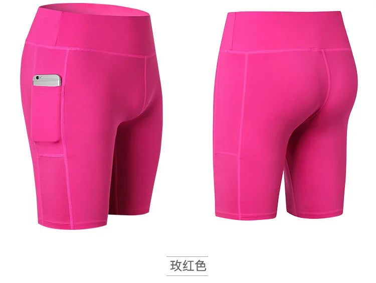 Yoga Shorts for Women Summer Fitness Shorts Biker Workout Running Sports Shorts Quick Drying Sportwear with Pocket Breathable