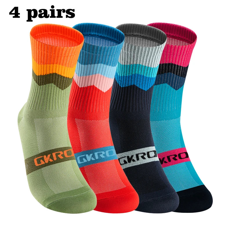 4 Pairs Bike Socks Men Nurse Compression Cycling For Women Mtb Guard Socks Stockings Sport Grip Barre Socks