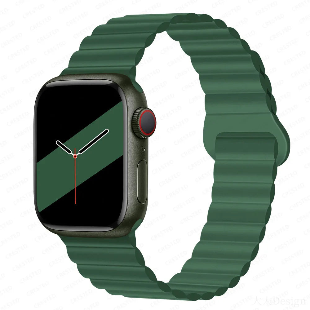 Silicone Loop Magnetic strap For Apple watch band 44mm 40mm 45mm 49mm 41mm 42 46mm Bracelet iWatch series 8 SE 6 7 Ultra 2 9 10