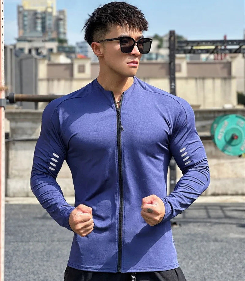 spring autumn Jacket Men Fitness Sportswear Gym Training long sleeve Sweatshirt Jogging Male coat Cardigan zipper running Jacket