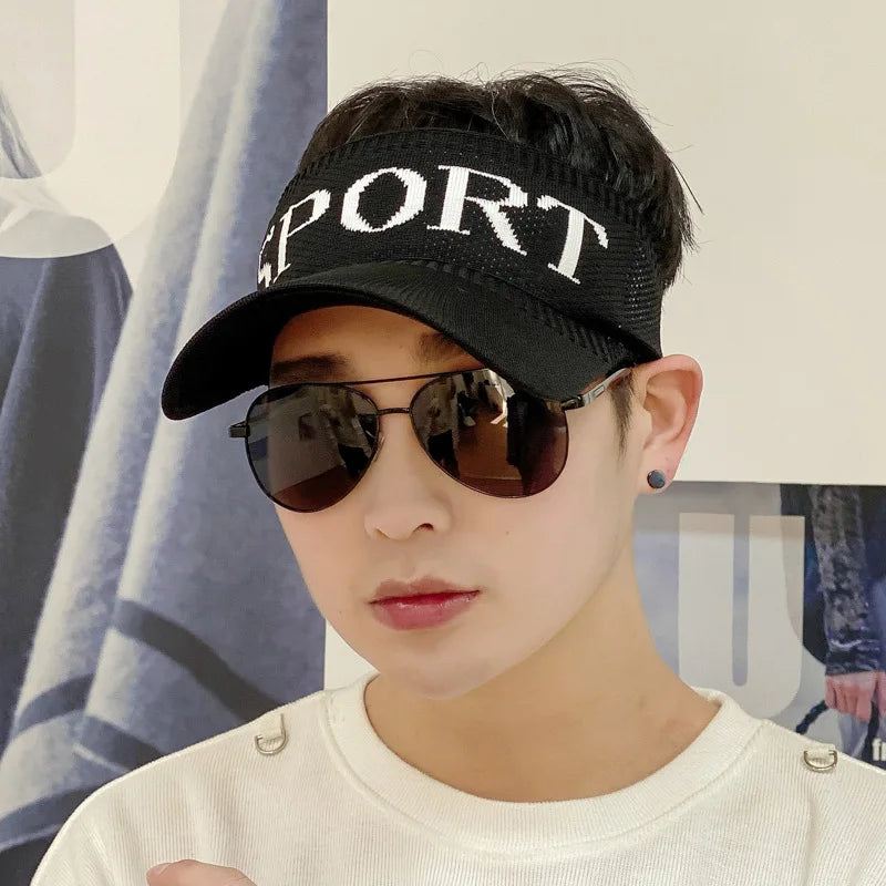 Sun Visor Adjustable Sports Golf Headband Unisex Men Women Hat Summer Sun Protection Tennis Knitting Hollow Cap