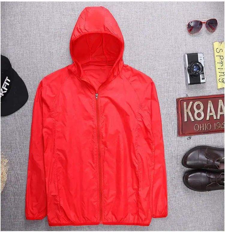 Men`s windbreaker summer Sun protection Unisex Camping Rain jacket Couple outwear sports Cycling Thin hooded coats men clothing