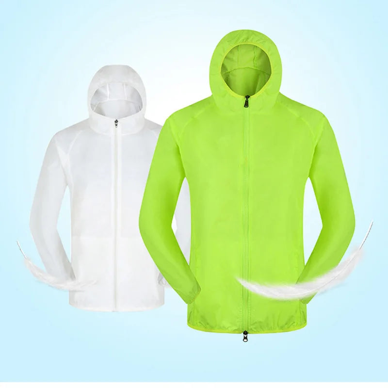 Men`s windbreaker summer Sun protection Unisex Camping Rain jacket Couple outwear sports Cycling Thin hooded coats men clothing