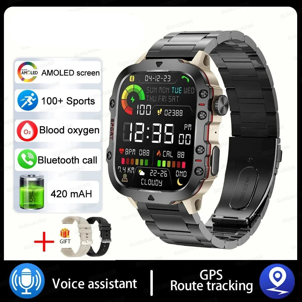 2024 For Xiaomi New Rugged Military GPS Smart Watch Men Bluetooth Call Health Monitoring AI Voice Sports Waterproof Smartwatches