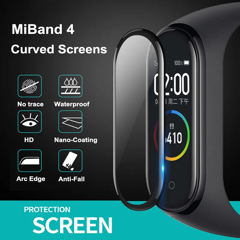 Tempered Glass for Xiaomi MI Band 8 7 6 5 4 Film Smartwatch Accessories Full Screen Protector 9D Full Protective Cover HD Film