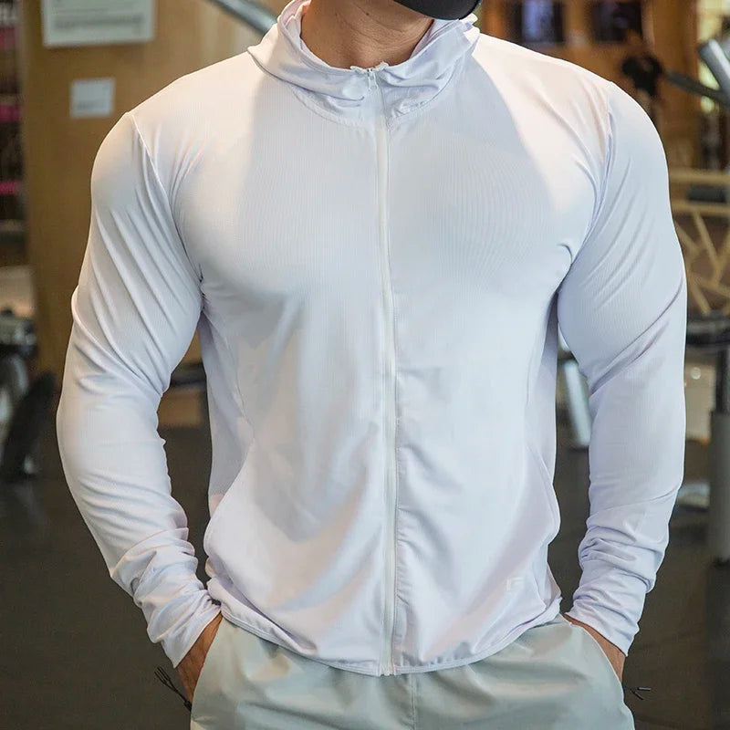 2023 High Quality Men's Jacket Sports Zip Up Long Sleeve T-shirts Quick Dry Gym Fitness Elasticity Coats Running Man Sweatshirts