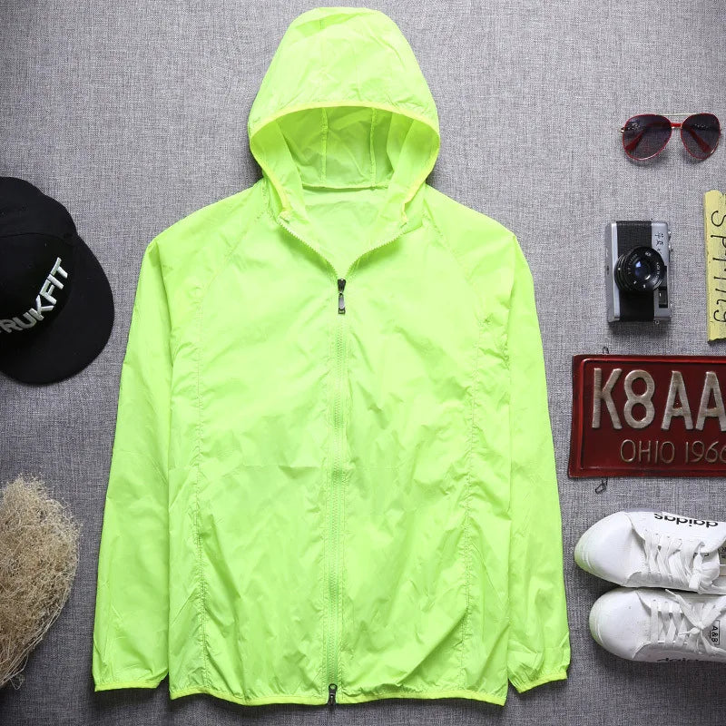 Men`s windbreaker summer Sun protection Unisex Camping Rain jacket Couple outwear sports Cycling Thin hooded coats men clothing