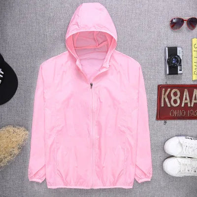 Men`s windbreaker summer Sun protection Unisex Camping Rain jacket Couple outwear sports Cycling Thin hooded coats men clothing