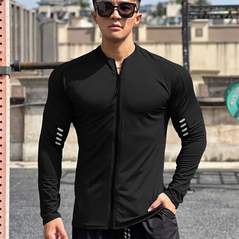 spring autumn Jacket Men Fitness Sportswear Gym Training long sleeve Sweatshirt Jogging Male coat Cardigan zipper running Jacket