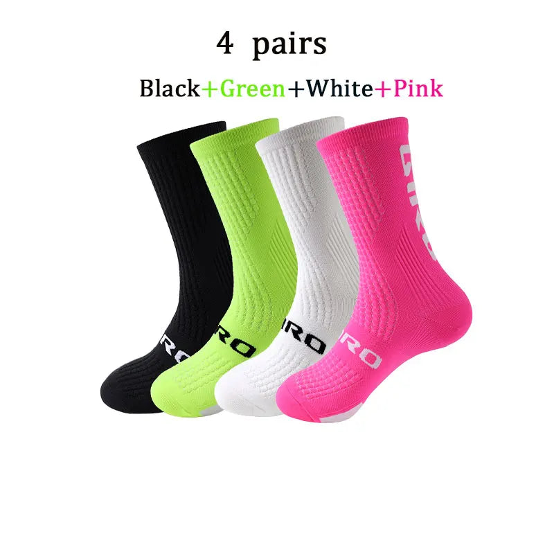 Cycling Socks Men 4 Pairs/set Biking Socks Women Sport Sweat Absorbing Breathable Football Soccer Compression Socks Wholesale