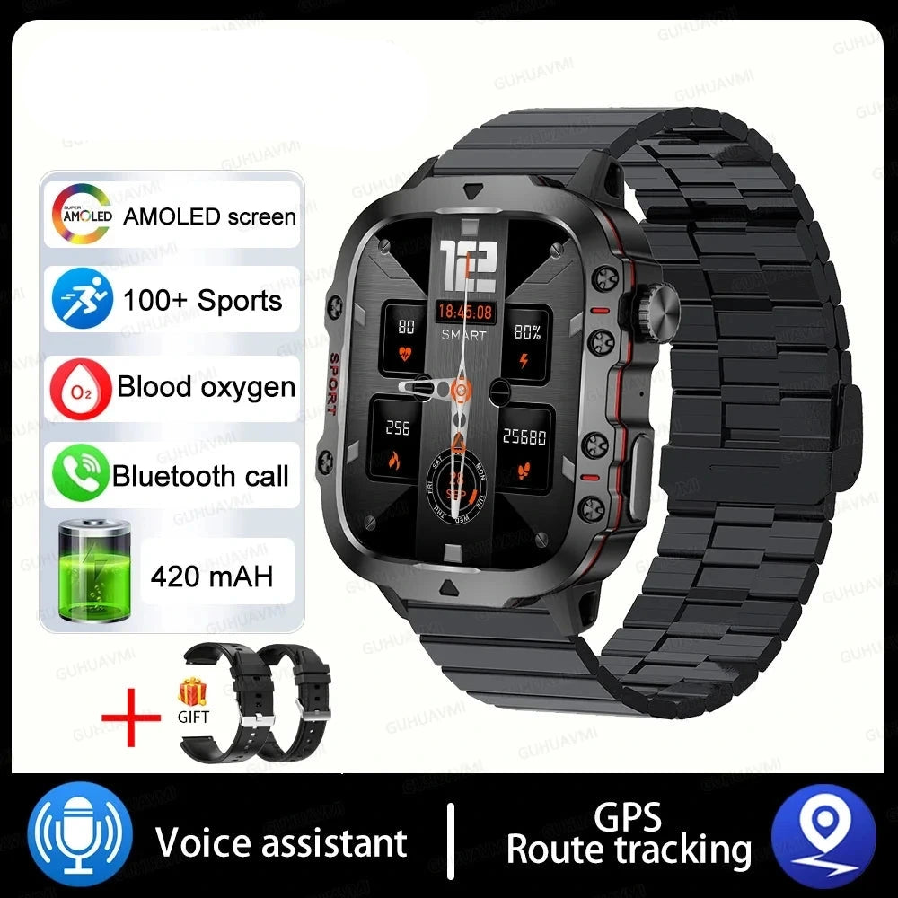 2024 For Xiaomi New Rugged Military GPS Smart Watch Men Bluetooth Call Health Monitoring AI Voice Sports Waterproof Smartwatches