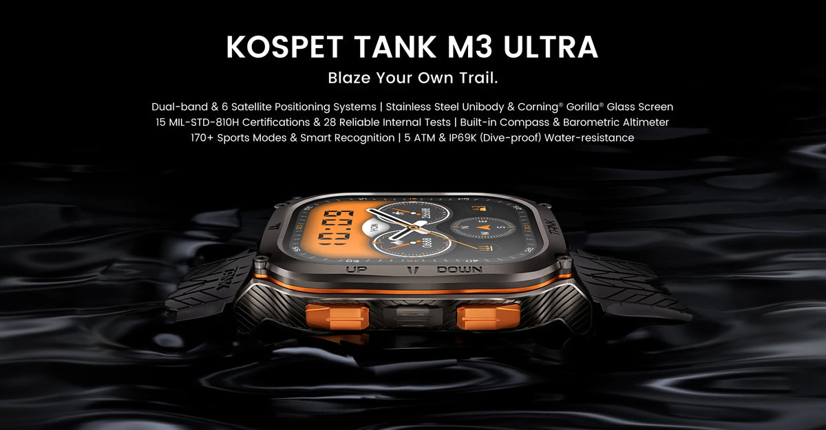 Kospet Tank M3 Ultra GPS Smartwatch with FREE Strap and Screen Protector